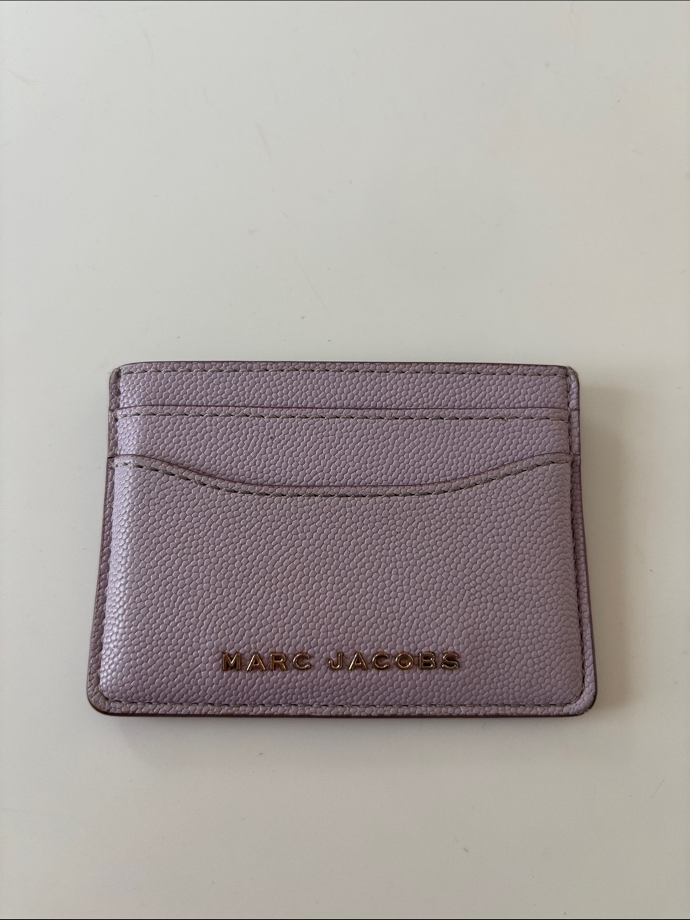 Marc Jacobs Lavender Pebbled Leather Card Case with Gold Logo